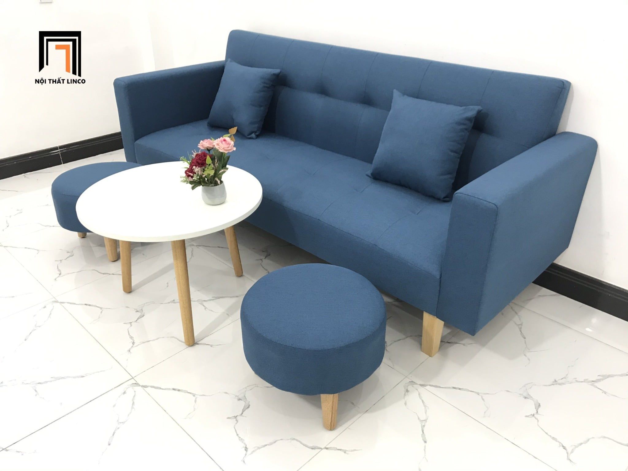  Bộ ghế sofa văng dài GBL2 dài 2m bật nằm màu xanh dương 