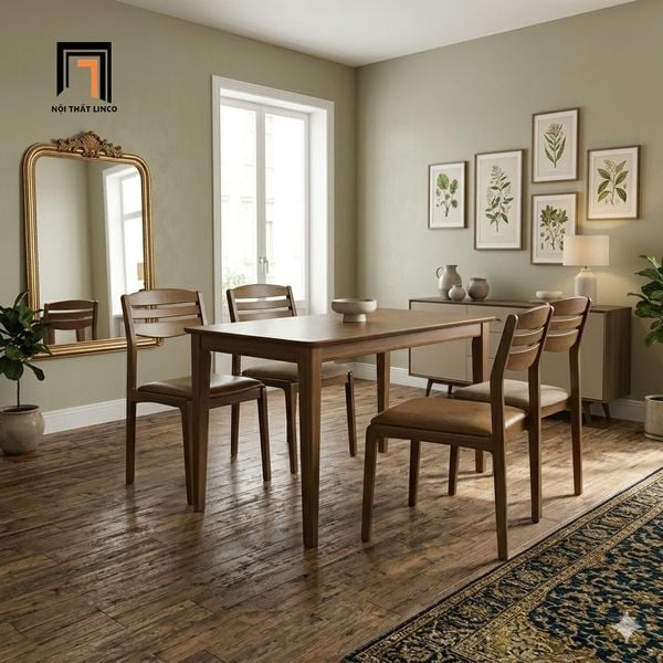 bộ bàn ghế ăn gỗ tự nhiên hiện đại