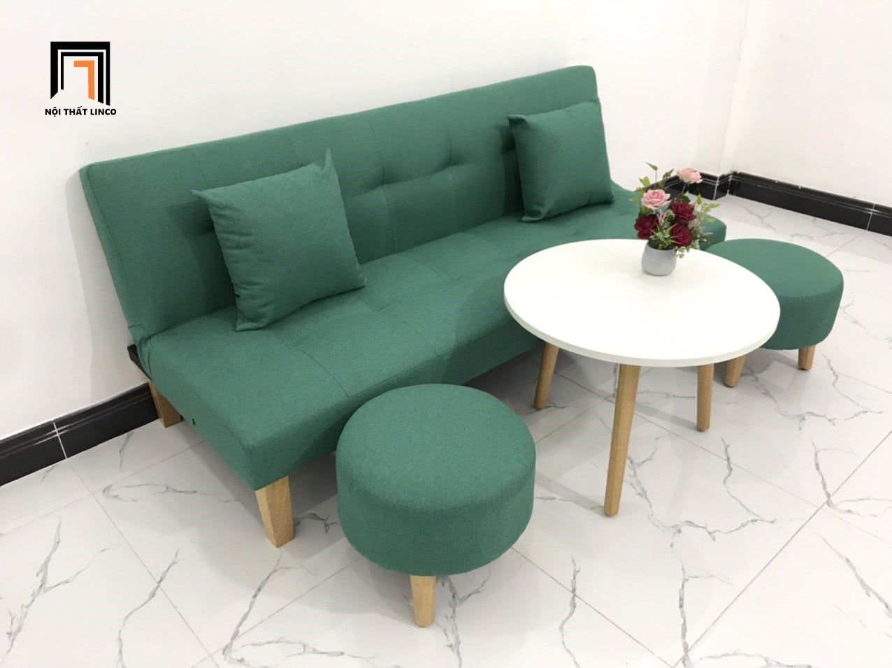  Bộ ghế sofa giường xanh ngọc GBL1 dài 1m72 cho phòng nhỏ 