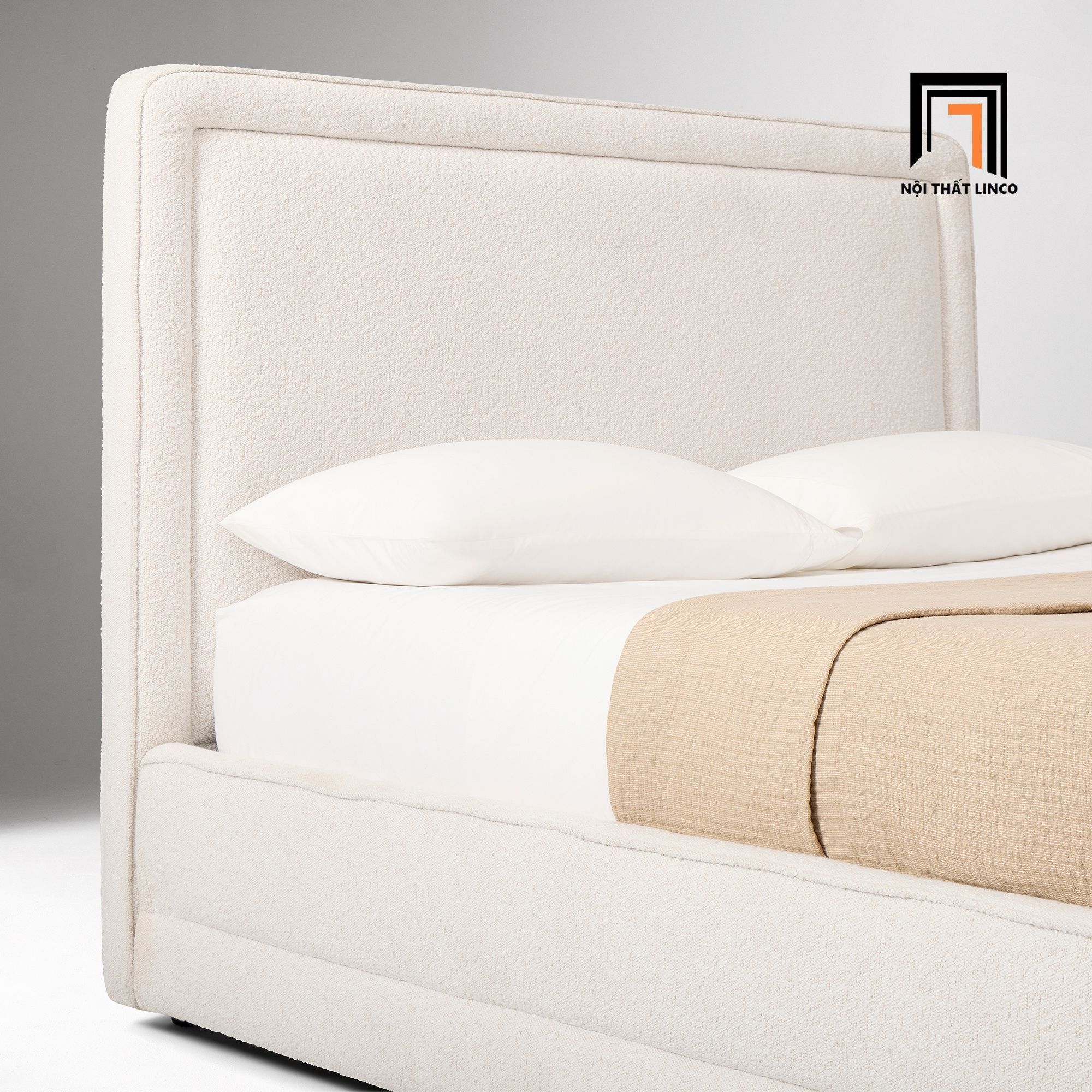  Giường ngủ bọc nệm gia đình GN127 Chula vải lông cừu xinh xắn 