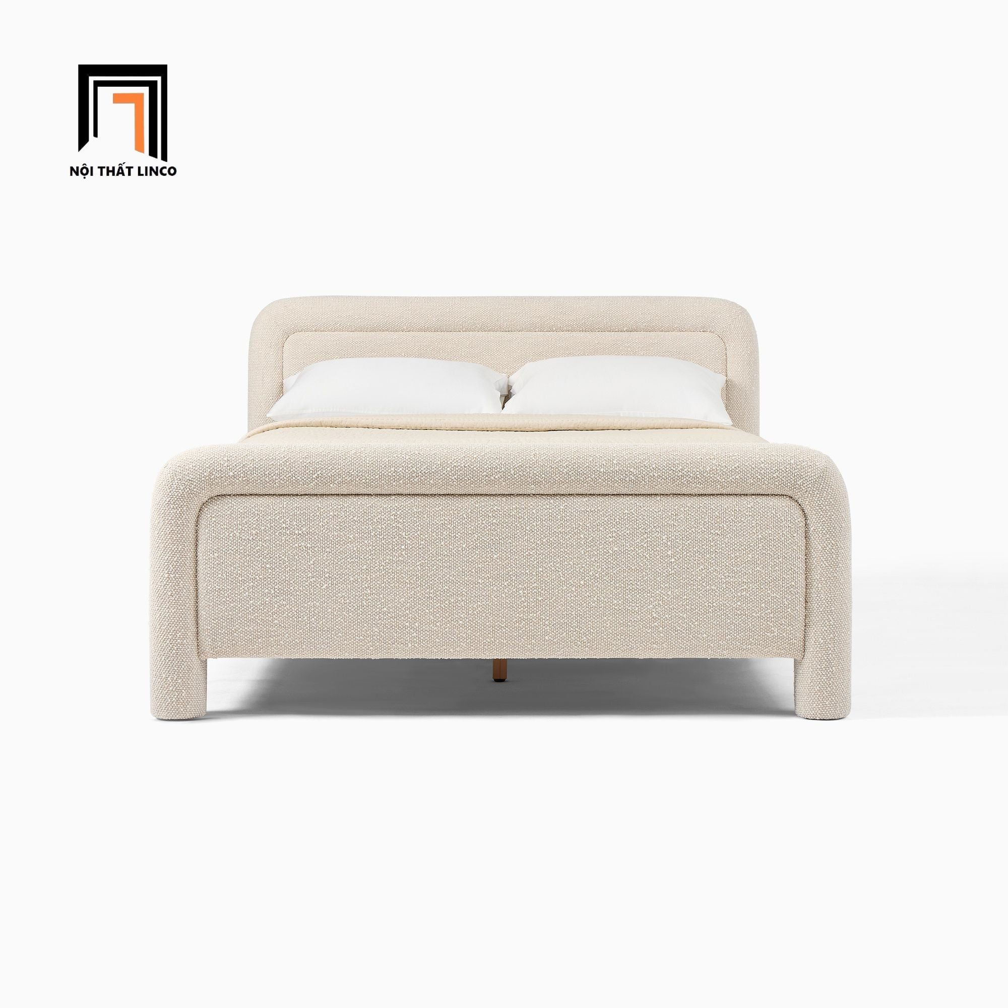  Giường ngủ vải nỉ nhung xám trắng GN125 Latham cho căn hộ 