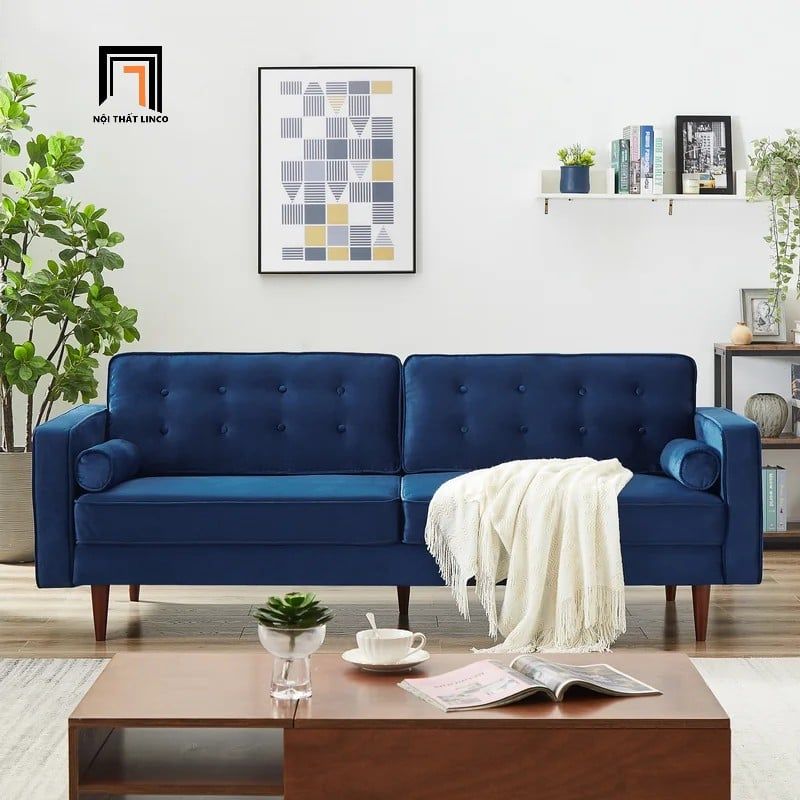  Sofa băng hiện đại BT2 Lude dài 1m9 đính nút chân gỗ cao su 