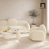  Sofa phòng khách KT87 Tormeau vải lông cừu trắng tinh tế 