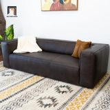  Ghế sofa băng da giả cao cấp BT9 Bezeme dài 2m da màu nâu 