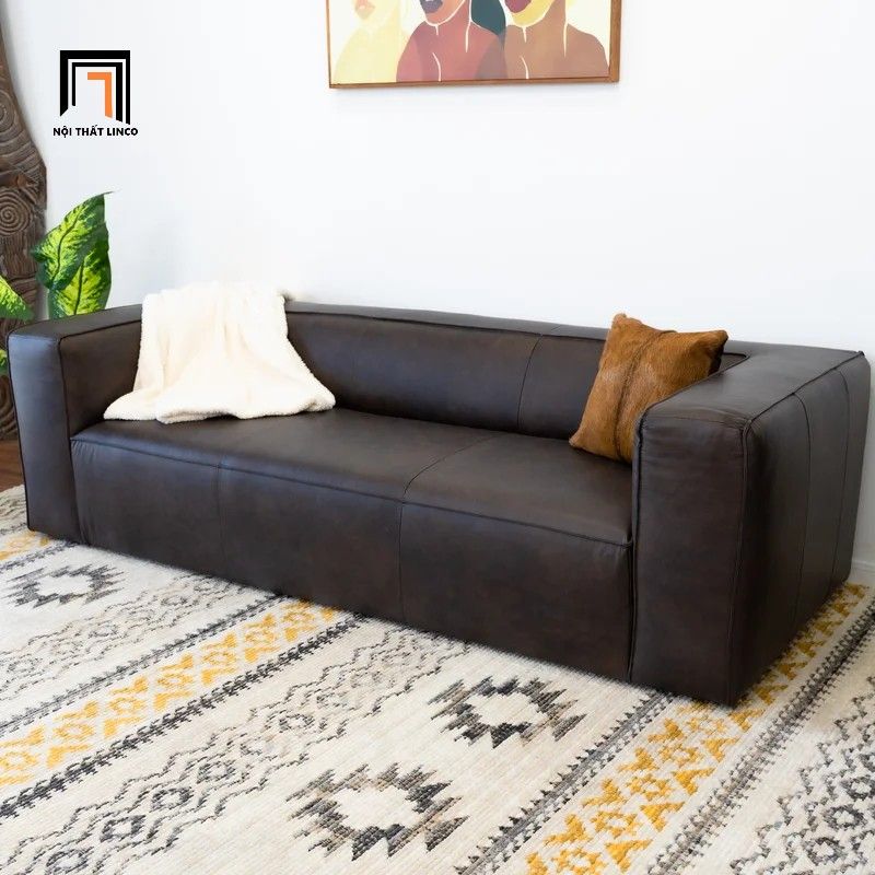 Ghế sofa băng da giả cao cấp BT9 Bezeme dài 2m da màu nâu 