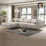 Sofa chữ U UT83 Ellis dài 3m bọc da xám trắng hiện đại 