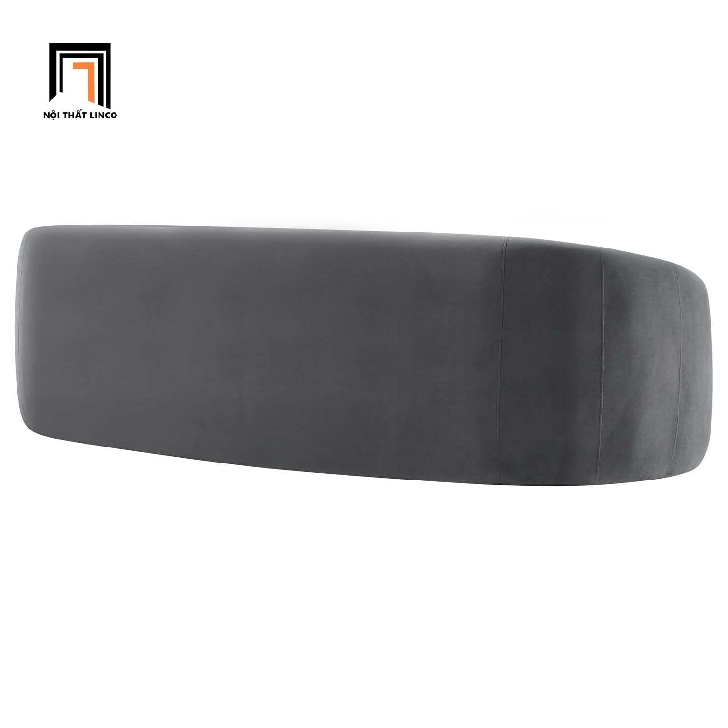  Ghế sofa băng cong vải nhung BT55 Chesterfield 2m2 xám đen 