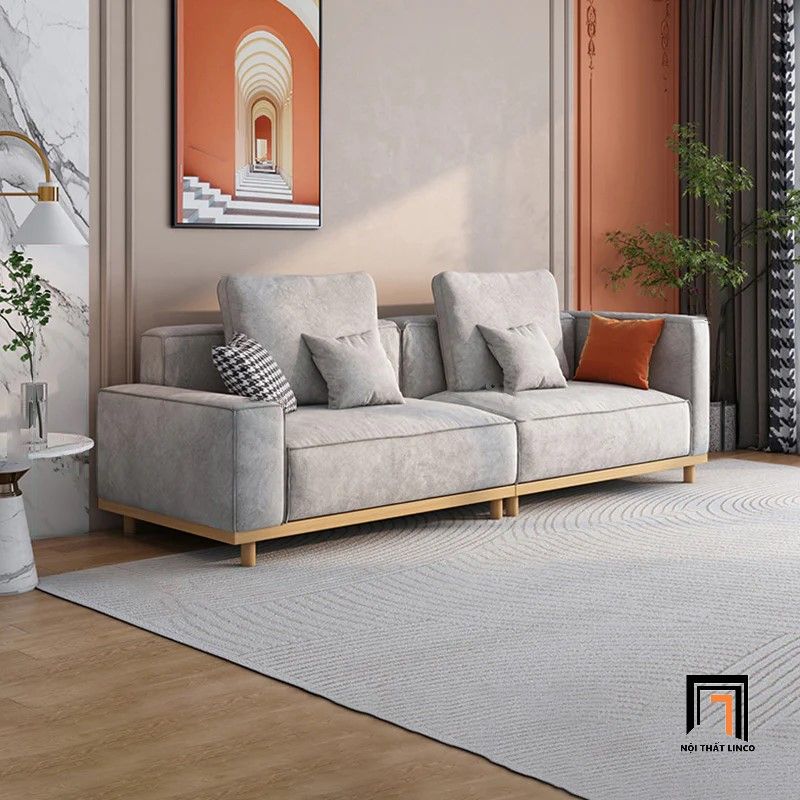  Ghế sofa đơn vải nỉ xám DT86 Helgafell phòng khách chung cư 