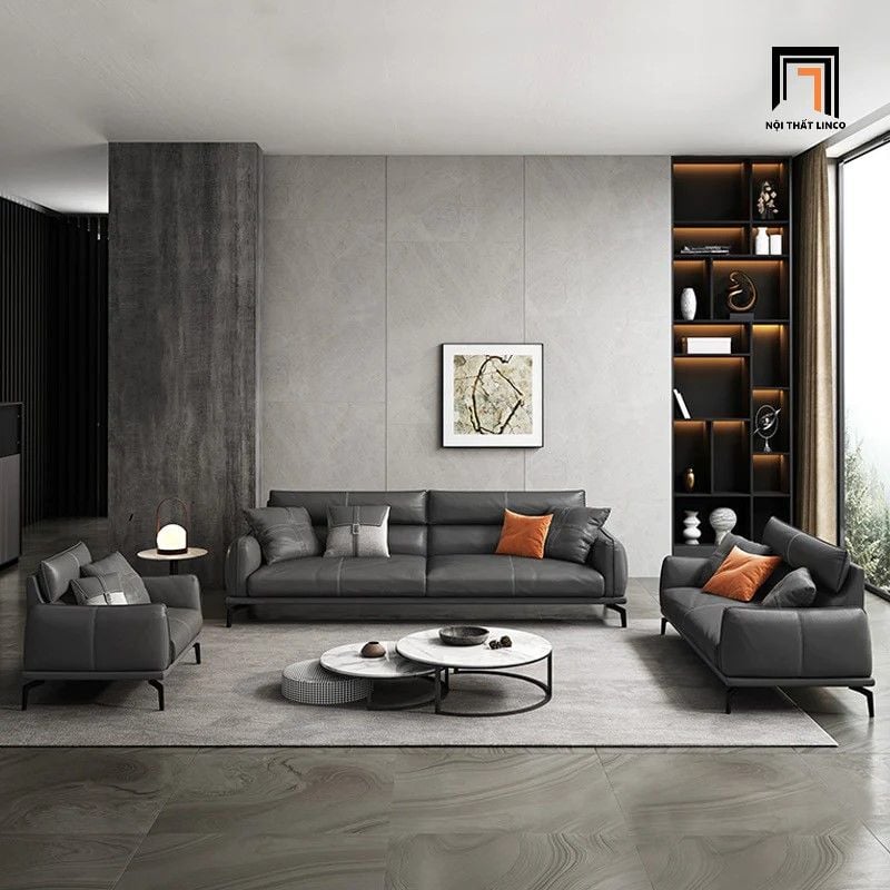  Bộ sofa phòng khách KT169 Taun màu đen chống trầy 