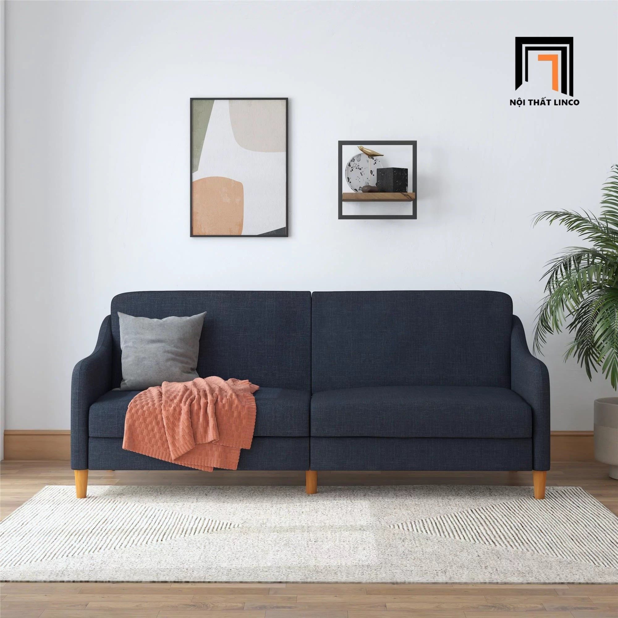  Sofa chung cư KT189 Jasper vải bố xám đen đẹp tinh tế 