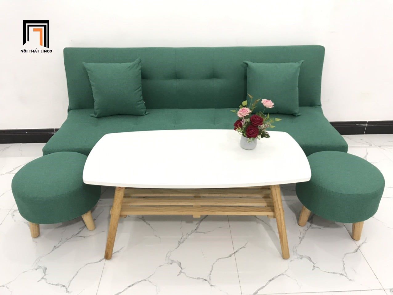  Bộ ghế sofa giường xanh ngọc GBL1 dài 1m72 cho phòng nhỏ 