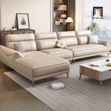  Sofa góc da công nghiệp GT273 Tazrou 2m4 x 1m6 da trắng kem 