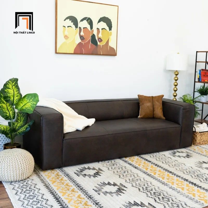  Ghế sofa băng da giả cao cấp BT9 Bezeme dài 2m da màu nâu 