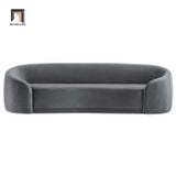  Ghế sofa băng cong vải nhung BT55 Chesterfield 2m2 xám đen 