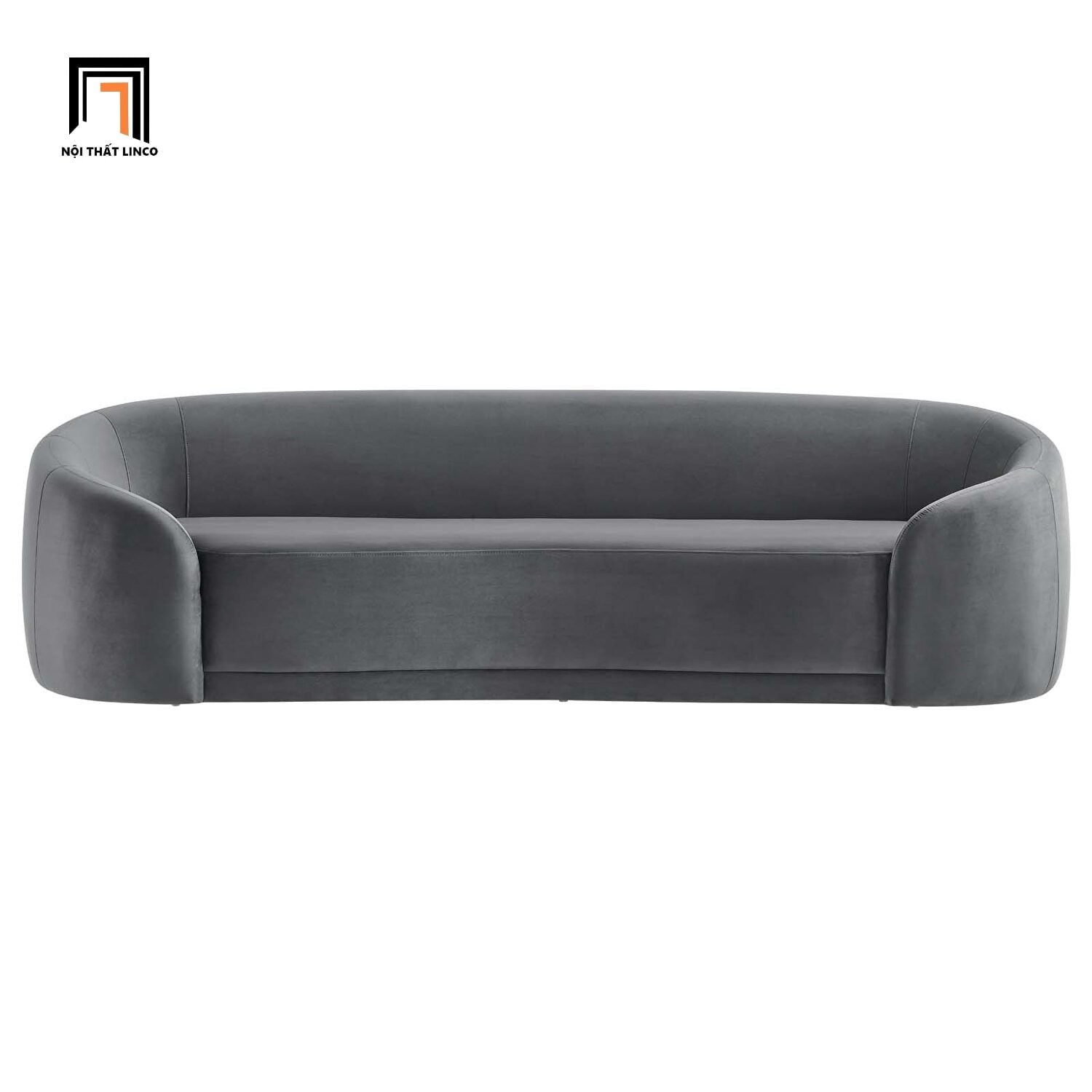  Ghế sofa băng cong vải nhung BT55 Chesterfield 2m2 xám đen 