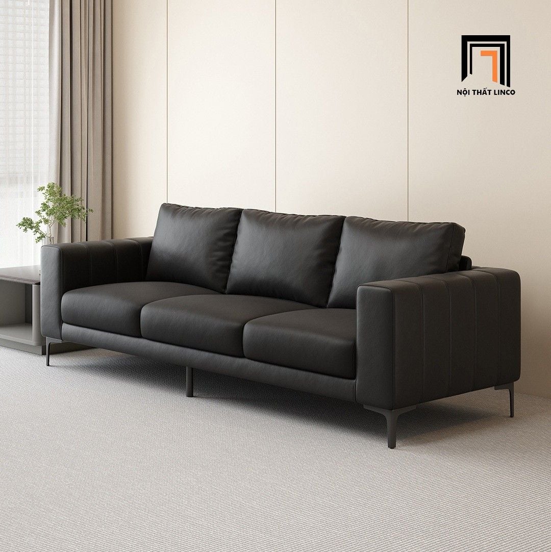  Ghế sofa băng da pvc màu đen BHQ64 Hacien 2m1 hiện đại 