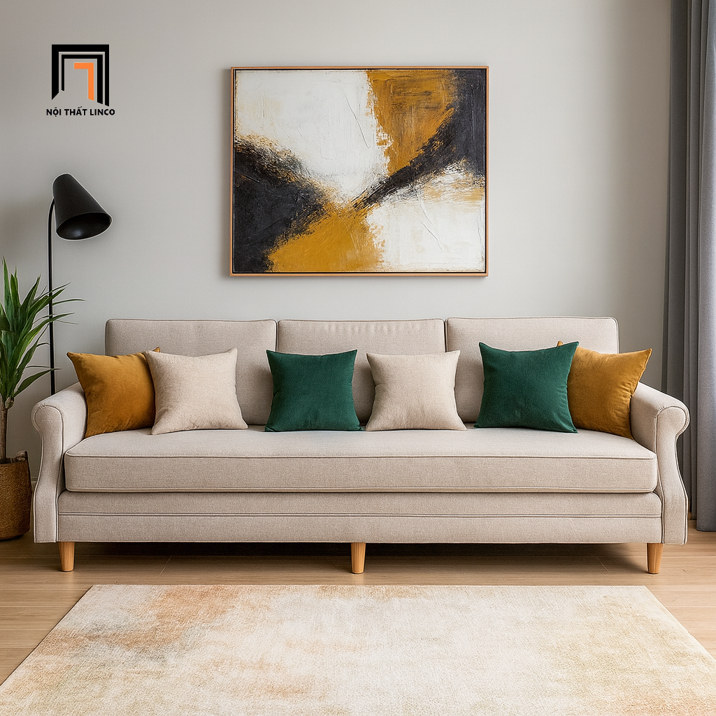  Ghế sofa băng dài 2m4 màu be BHQ90 Chapman kiểu dáng Âu Mỹ 