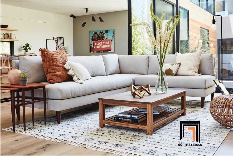  Bộ ghế sofa góc L xoay chiều 2m2 x 1m8 phòng khách gia đình 