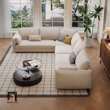  Set 2 ghế sofa phòng khách KT150 Lacon vải nỉ mềm trắng kem 