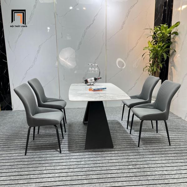 bộ bàn ăn mặt đá ceramic 4 ghế