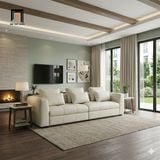  Ghế sofa băng bọc da xám trắng BHQ97 2m6 phòng khách đẹp 
