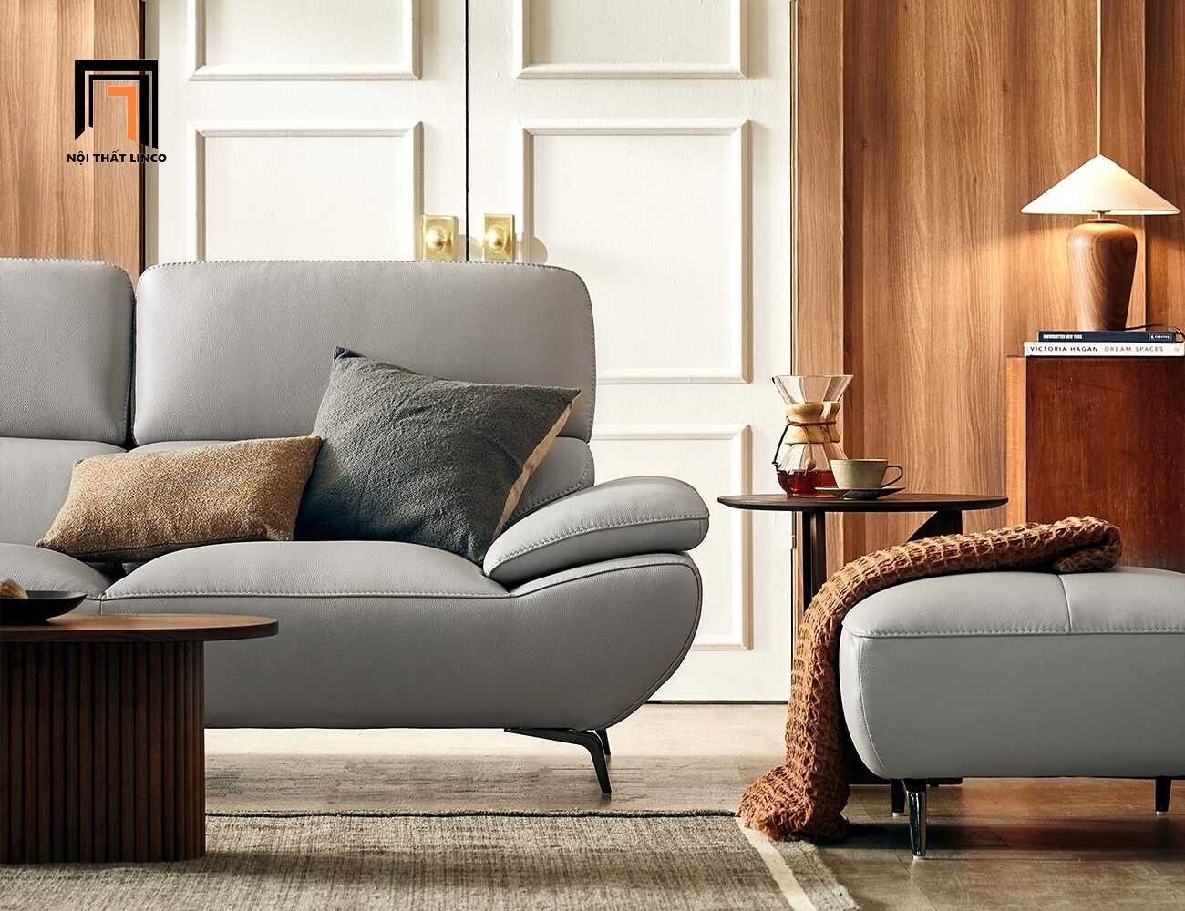  Ghế sofa băng gật gù da màu xám BHQ41 Toledo 1m9 sang trọng 