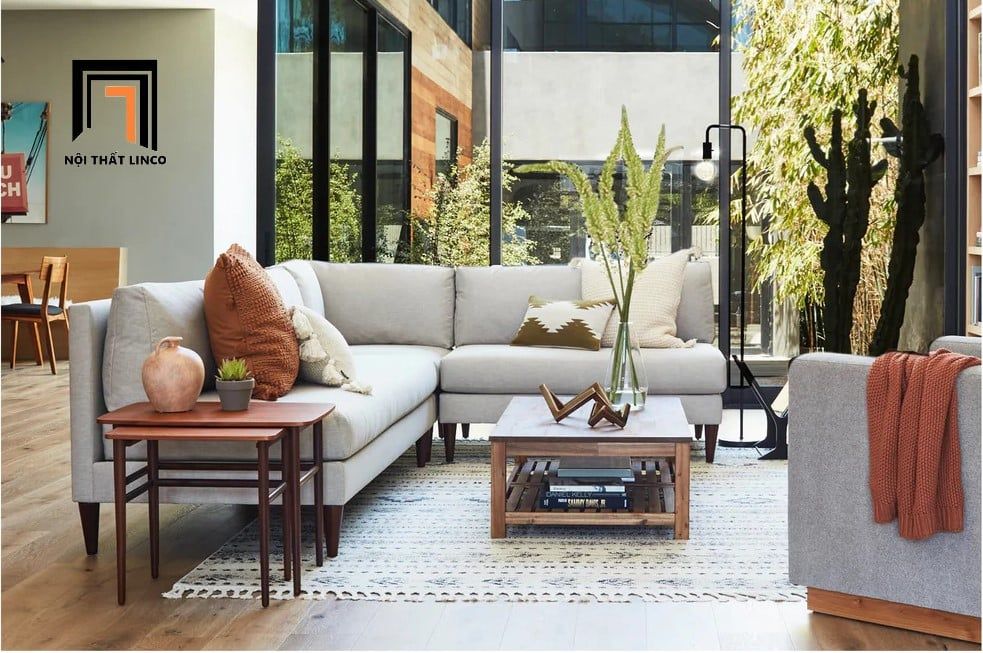  Bộ ghế sofa góc L xoay chiều 2m2 x 1m8 phòng khách gia đình 