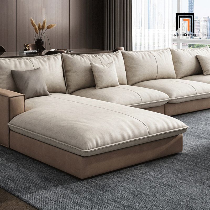  Bộ ghế sofa góc da công nghiệp GT280 Olive 2m4 x 1m6 xinh xắn 