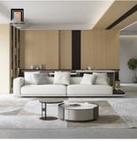  Ghế sofa văng nỉ xám trắng BHQ63 Caplin dài 2m6 sang trọng 