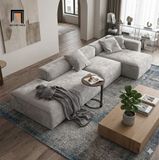  Bộ ghế sofa L vải nhung xám GT277 Lyth 3m1 x 1m4 hiện đại 
