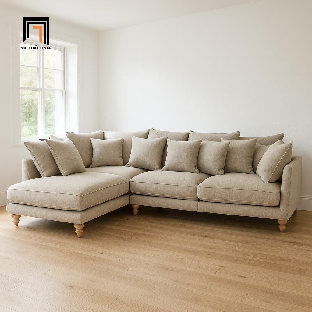  Bộ ghế sofa góc L GT58 Lazare 2m4 x 1m6 phong cách châu Âu 