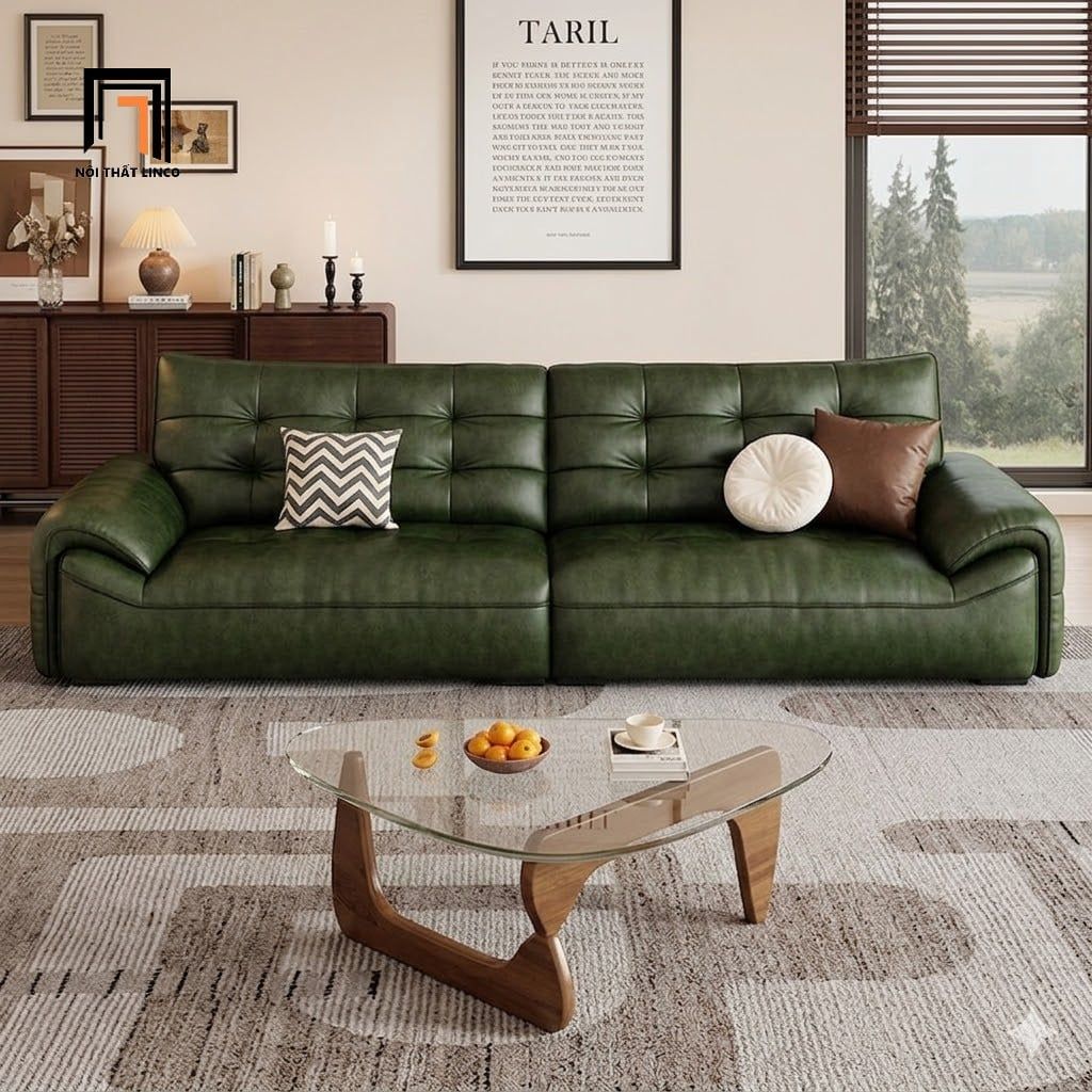  Sofa băng hiện đại da Pu bóng BHQ89 Ogala 2m3 màu xanh lá 