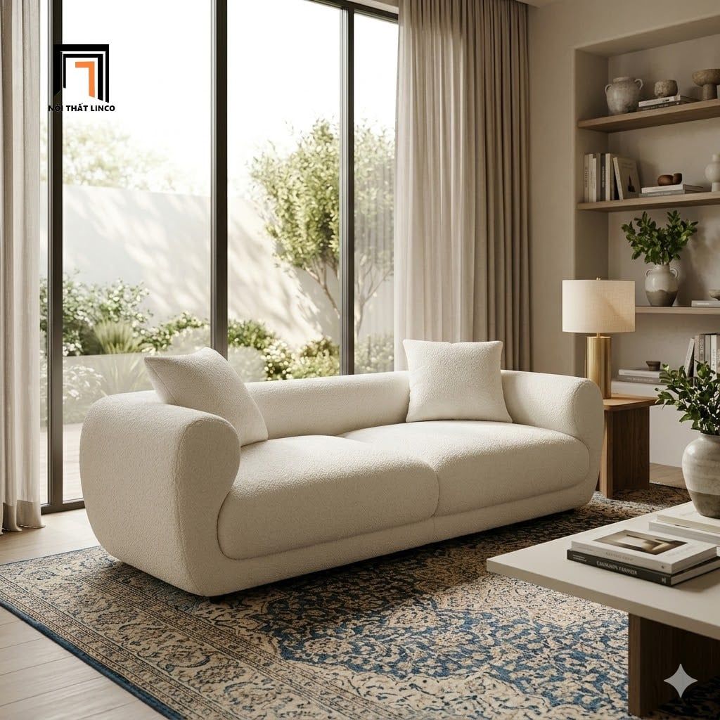  Sofa băng phòng khách vải lông cừu BHQ95 Moreau 2m xinh xắn 