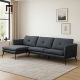  Bộ ghế sofa góc L GT76 2m2 x 1m6 Harun cho gia đình xám đen 