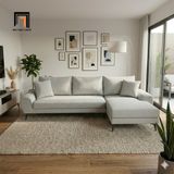  Bộ ghế sofa góc L xám trắng GT278 Creamy 2m5 x 1m6 chung cư 