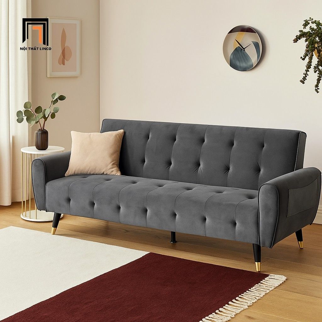  Ghế sofa giường bật nằm giá rẻ GB22 Platin 2m màu xám đậm 