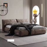  Giường ngủ bọc da sang trọng GN114 Lakonta màu xám ghi đẹp 