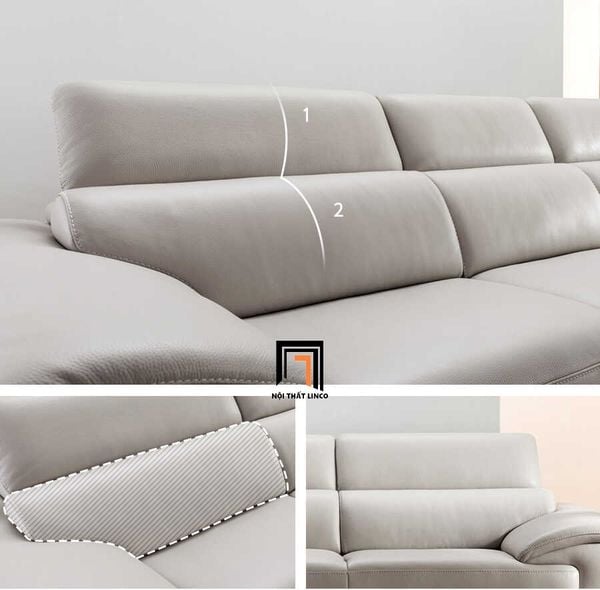 sofa băng da màu xám