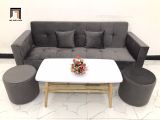  Bộ ghế sofa giường đa năng 2m GBL2 xám đen vải nhung giá rẻ 