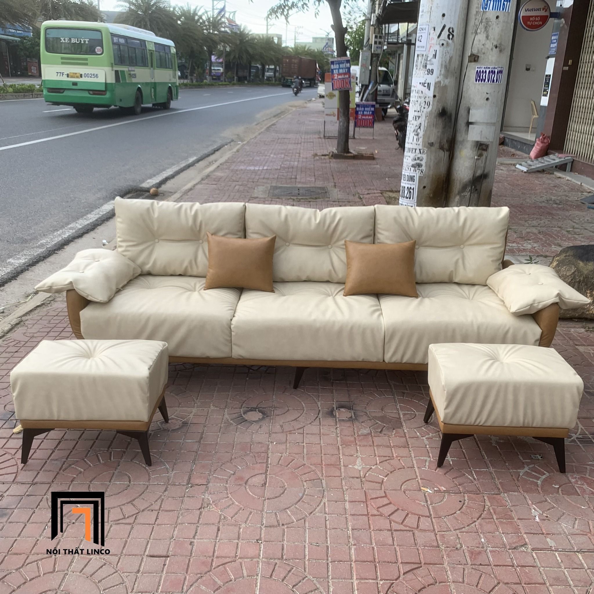  Ghế sofa băng da sang trọng BT225 Koehler 2m3 cho gia đình 