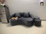  Sofa văng cong dài 1m8 BT226 Gloria 1m8 vải nhung xám đen 