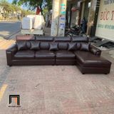  Bộ ghế sofa góc L da nâu đậm GT275 Bruin 3m x 1m6 sang trọng 