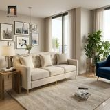  Ghế sofa băng giật nút 2m1 BHQ93 Parmer vải nỉ màu trắng kem 