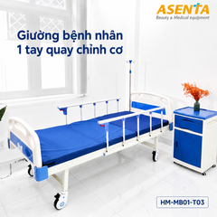 Giường bệnh nhân 1 tay quay chỉnh cơ HM-MB01-T03 chính hãng | Made in Viet Nam