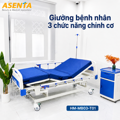 Giường bệnh nhân 3 chức năng chỉnh cơ HM-MB03-T01 chính hãng | Made in Viet Nam