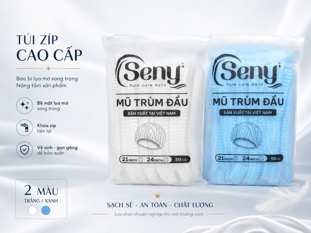 Nón trùm đầu vải không dệt Seny cao cấp 50 cái
