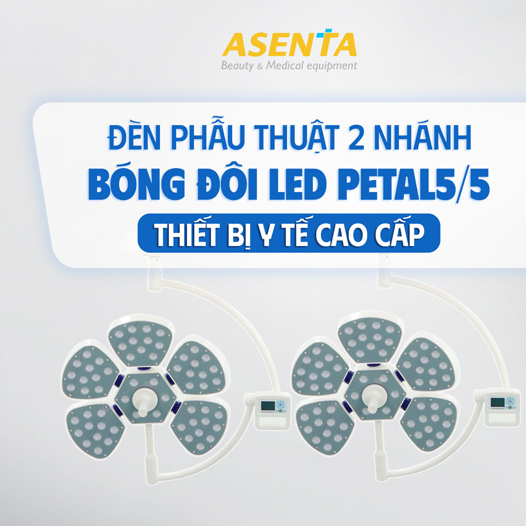 Đèn mổ phẫu thuật Petal 5/5 2 nhánh treo trần