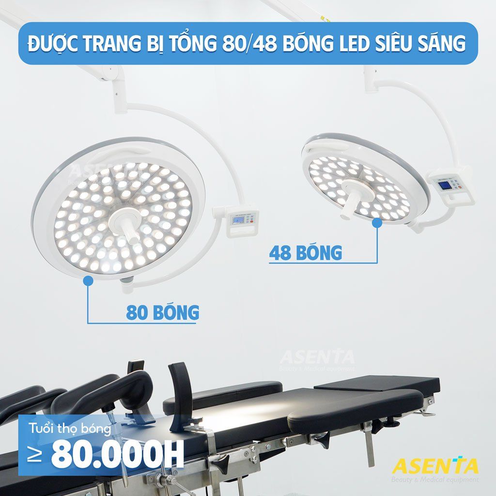 Đèn mổ phẫu thuật 2 nhánh LED500/700 treo trần