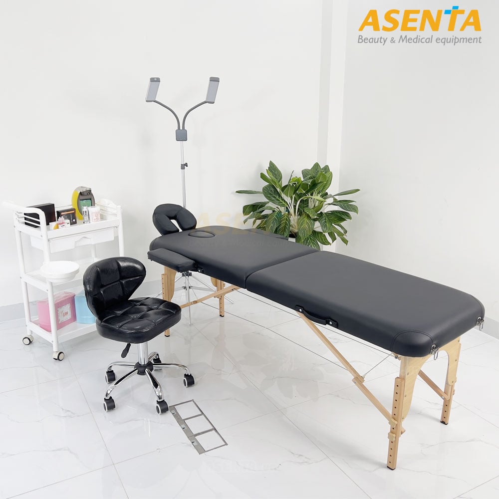 Giường gấp vali chân gỗ full phụ kiện HMBB-8103-60