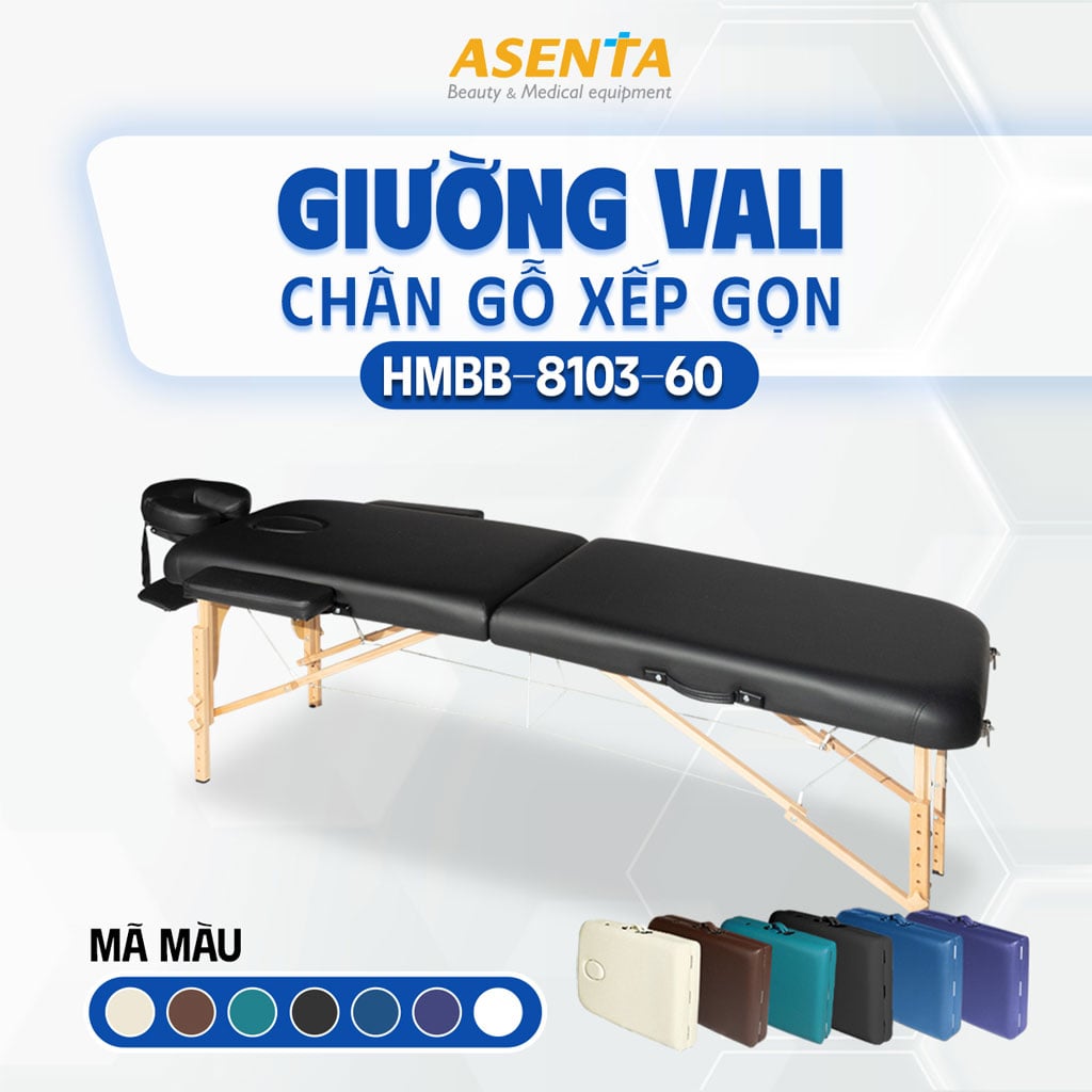 Giường gấp vali chân gỗ full phụ kiện HMBB-8103-60